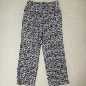 Belle by Kim Gravel Pants Size M Black White Diamond Geometric Pull On Stretchy
